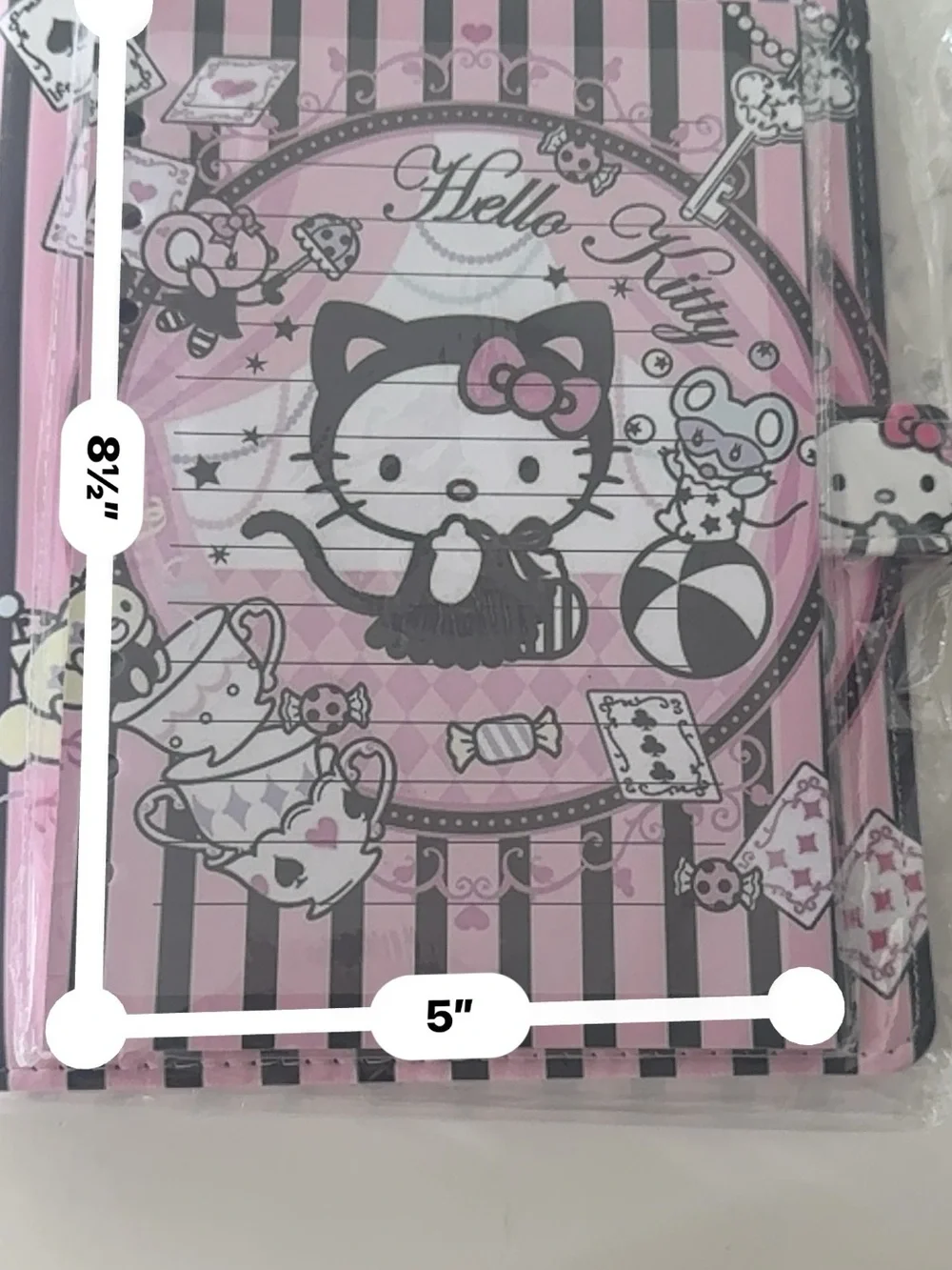 Kitty Pink Striped Binder